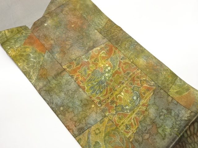 JAPANESE KIMONO / FUKURO OBI / KINSAI / HIKIHAKU / ARABESQUE FLOWER 